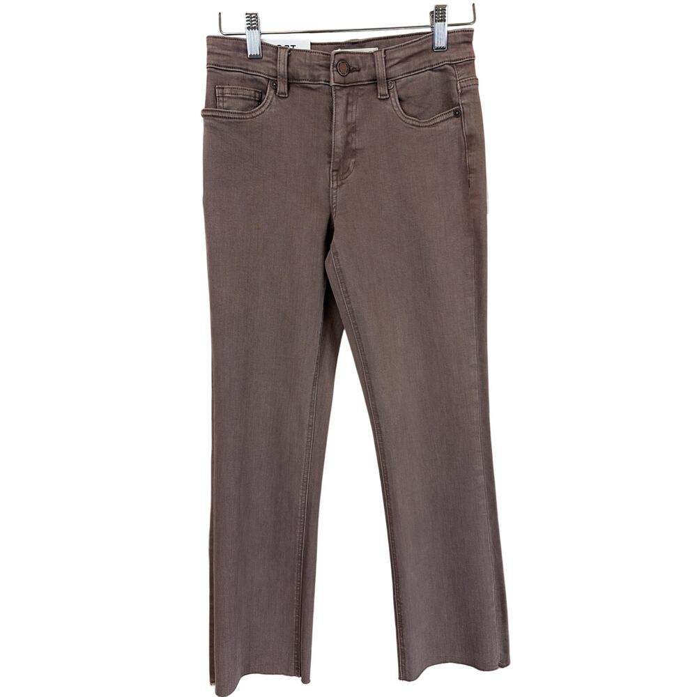 NWT Oat New York Brown Mini Flare Mid Rise Raw Hem Cropped Pants 34